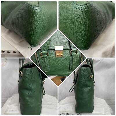 3.1 PHILLIP LIM medium pashi satchel/shoulder bag GREEN LEATHER