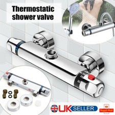 Thermostatic Exposed Bar Shower Mixer Valve Tap Chrome Top 1/2" Outlet