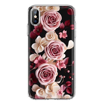 Mundaze Case for Apple iPhone Xs Max Pink White Love Roses