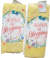 Set of 2 Same Kitchen Terry Towels 15"x25" BUGS FLOWERS,ALWAYS BE BLOOMING,AM