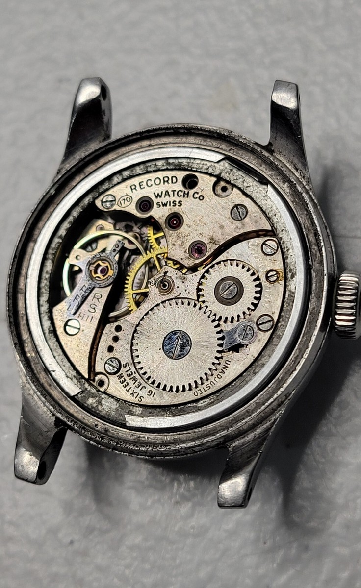 WWII Record Geneve Military 26mm Swiss 16 Jewels Manual Men's