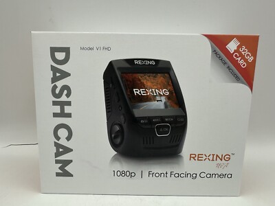 Rexing V1 Front Facing Dash Cam 1080p w/ 32GB SD Card, Collision Sensing, Auto