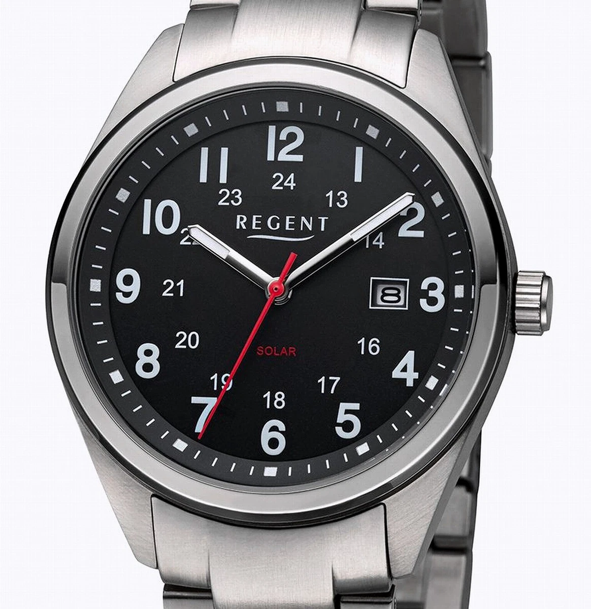 Regent F 1537 Voll Titan Solar Mens Watch 10 Atm Wr Hypoallergenic