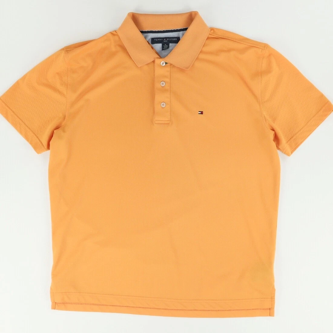 Tommy Hilfiger Polyester Solid Polo Orange Men s XL