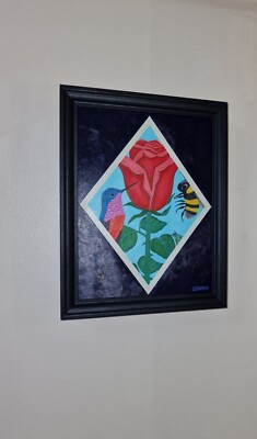 ''Original Acrylgemälde ''''Der Vogel und die Bienen''