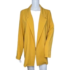 Lush Blazer Womens Medium Yellow Boyfriend Fit Open Front Slouchy Career Casual
