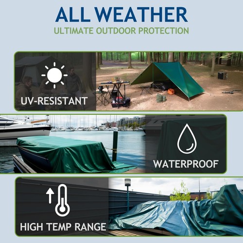 10 Mil Heavy Duty Waterproof Tarps, 10x12 Ft Finished Size Tarps, Premium Tar... - Picture 7 of 9