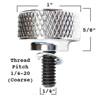 Chrome Billet Knurled Seat Bolt – Skull Logo For Harley 1996-2016 (1/4-20 X 5/8")