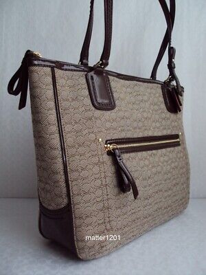 Coach NWT 25051 Poppy Signature C Oxford Tote Khaki/Mahogany Coach NWT 25051 Poppy Signature C Oxford Tote Khaki/Mahogany