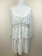 Shein Curve 1XL White Pink Romantic Boho Floral Chiffon Tiered Ruffle Dress