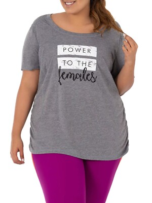Terra & Sky Power to the Females Women's Size 0X 14W Scoop Neck Graphic Tee Size