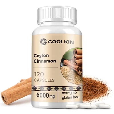 COOLKIN Organic Ceylon Cinnamon 6000mg - Blood Sugar,Heart & Immune Support,High Quality
