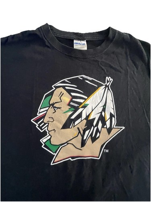 #ad Vintage North Dakota Fighting Sioux T Shirt Medium UND Black Tee WCHA Sioux $19.99
