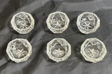Vintage Crystal Glass Open Salt Cellar 2" Sawtooth Hexagon Starburst SET OF 6