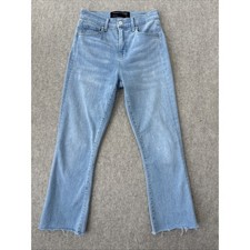 Veronica Beard Carly Kick Flare High Rise Jeans Womens 25 Crop Raw Hem USA Made