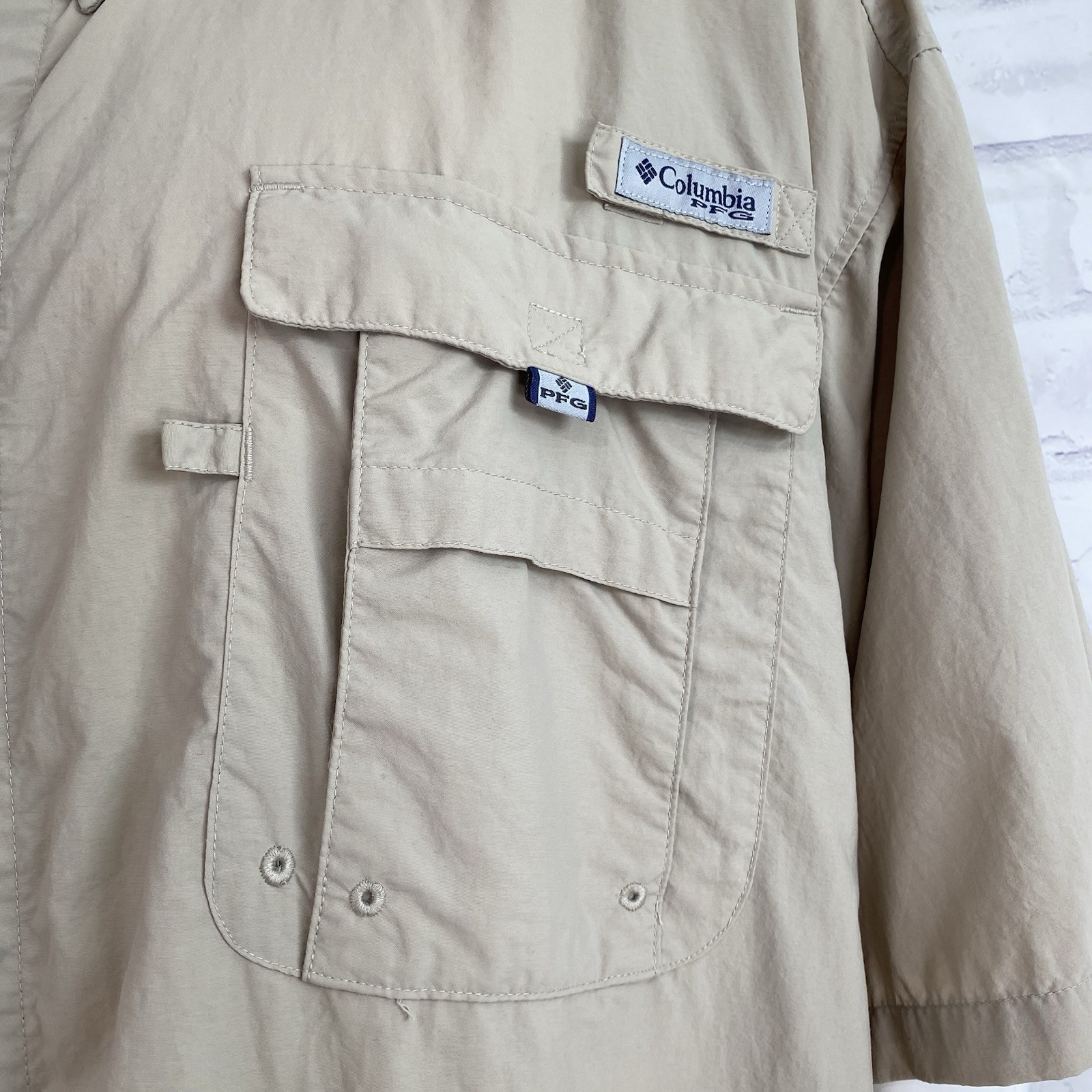 Columbia Shirt Men's 4XT Tall Short Sleeve Button Up Beige Vented Fishing thumbnail 4