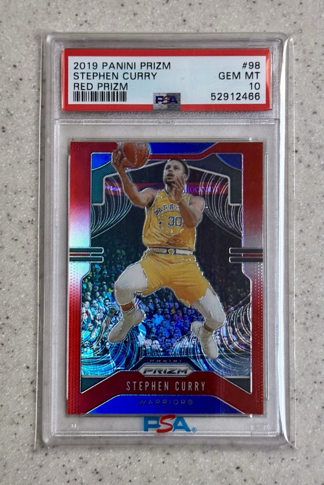 2019 Panini Prizm Stephen Curry #98 Red Prizm #d/299 PSA 10 Gem Mint Warriors