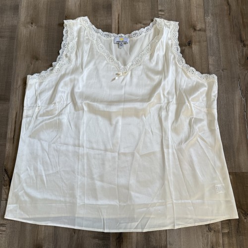 Kathleen Kirkwood Lace Tank Top Cream Silk Satin Women 2XL Sexy