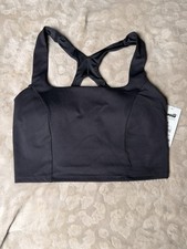 Women s Black Solid Medium Support Full Coverage Wireless Racerback Bra S