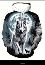 2026 Men  s Wolf Graphic 3D Print Hoodie Streetwear Outdoor Fashion Sweatshirt