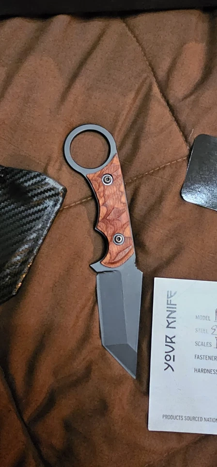 Cuchillo de hoja fija Dagr & Nott Ringed Tonto Crimson Out Full Tang Foto 3 de 4