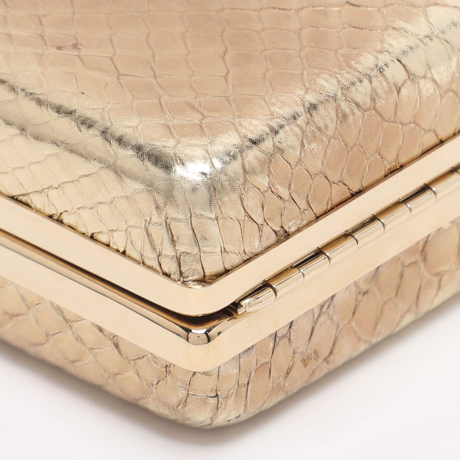 Roberto Cavalli Gold Python Embossed Leather Box … - image 12
