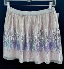 Cat Jack Pink With Silver Sequins Pull On Skirt - Size Girl's XL 14 NWT