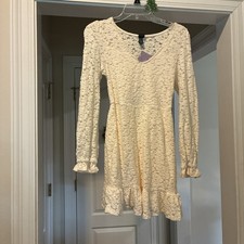 Wild  Fable XS Cream Lacy Lined Dress Retro Casual Formal