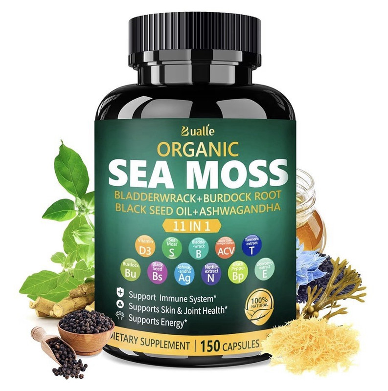 Bualle Sea Moss 11-in-1 + Vitamin D3 Gluten-Free Dietary Supplement 150