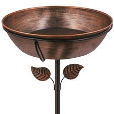3" Deep Metal Bird Bath for Outdoors, Removable 13" Dia Bowl with Stable Upgr...
