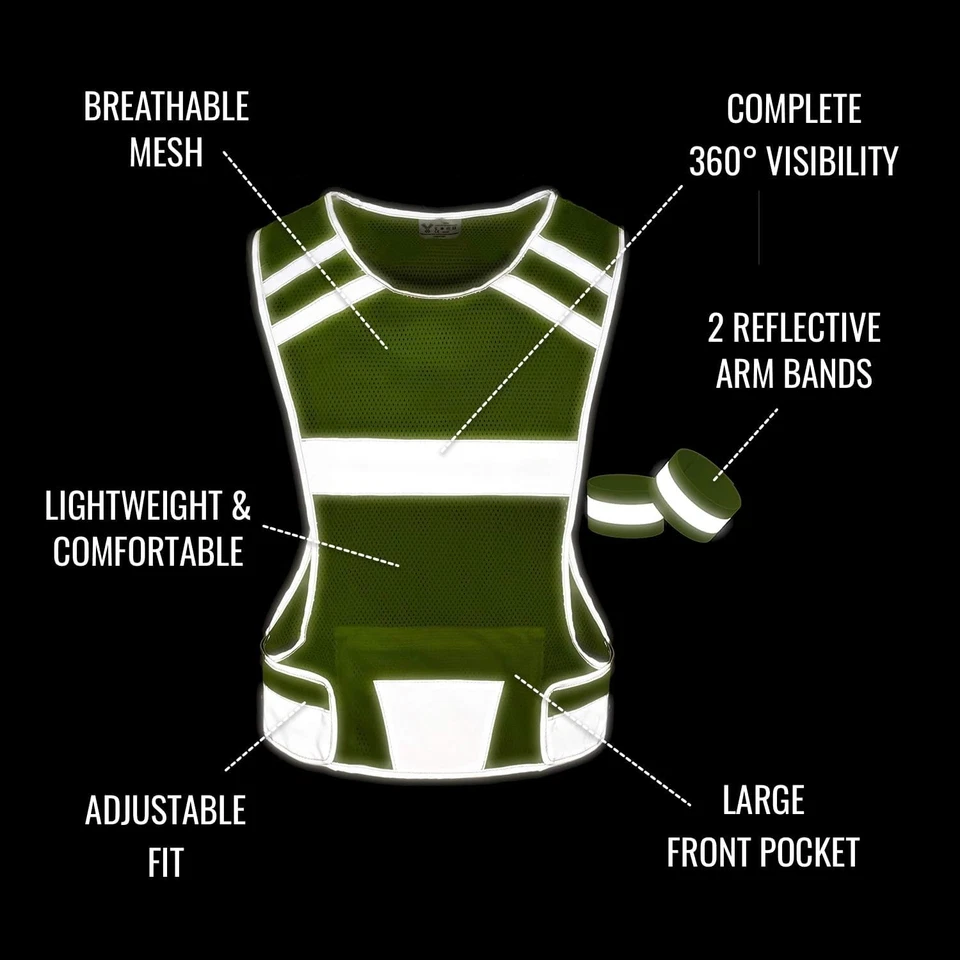 Reflective Running Vest for Women & Men,High Visibility Reflector Vest with 2 Ba - Image 4 of 4