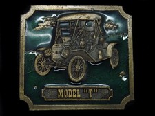 TA03138 VINTAGE 1977 MODEL T MOTOR CAR ADVERTISEMENT BELT BUCKLE