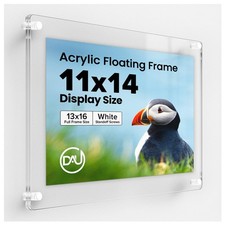 11x14 Clear Acrylic Floating Wall Mount Picture Frame White Standoffs Dip