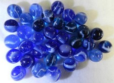  20580m Vintage Group or Bulk Lot of 30 Peltier Glass Blue Glass Marbles