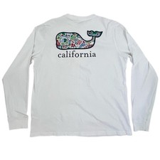 Youth Vineyard Vines Logo Holiday Xmas Long Sleeve White T Shirt XL 18 