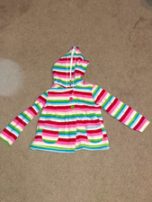 Carter's Girls 3T Multicolor Striped Hooded Fleece Jacket Button Closure