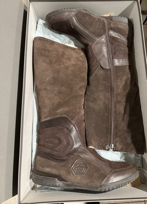 Rudolf Dassler By Puma Zeitalter Knee High Brown Leather Suede Boots Sz 8 Italy