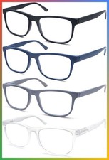 Mens Reading Glasses 4 Pack Oversized Wide Square Lightweight 1.50 Readers Big