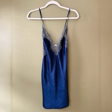 Victoria  s Secret Y2K Navy Lace Slip Dress Lingerie Mini Size Medium Coquette
