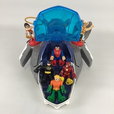 Imaginext DC Super Friends Justice League Javelin Jet Airplane w 6 Figures Lot