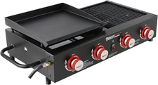 4-Burner Grill & Griddle Combo – 40,000 BTU Propane Flat Top for Outdoor Cooking