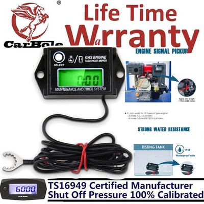 Digital Inductive Tachometer Tach Hour Meter Gasoline Engine Gauge For Car Boat