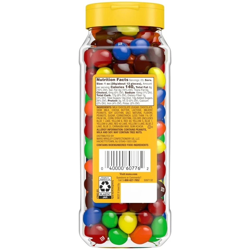 Tarro de caramelo a granel resellable chocolate con leche de maní M&M’s - 23 oz Foto 3 de 4