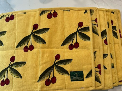 MammaRoLucca Compagnia Delle Indie Cloth Cherry Napkins Yellow Set 6 Hemmed
