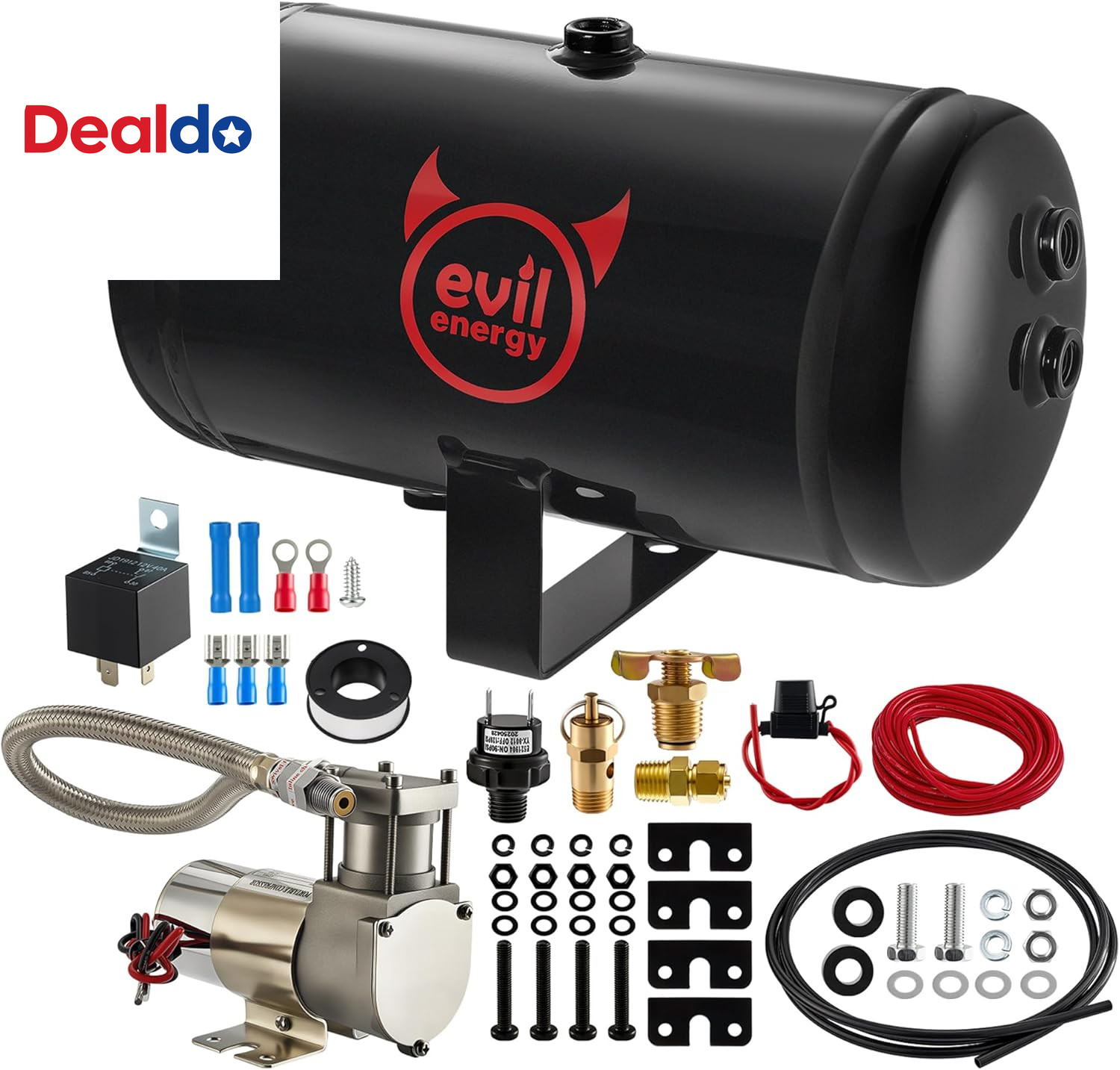 1 Gallon Kit 5 Ports 1/4" Npt 150psi Rated 12v Air Tank