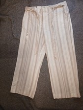 Tommy Hilfiger Women's Striped Dress Pants, Size 12, Beige Slacks with Pockets