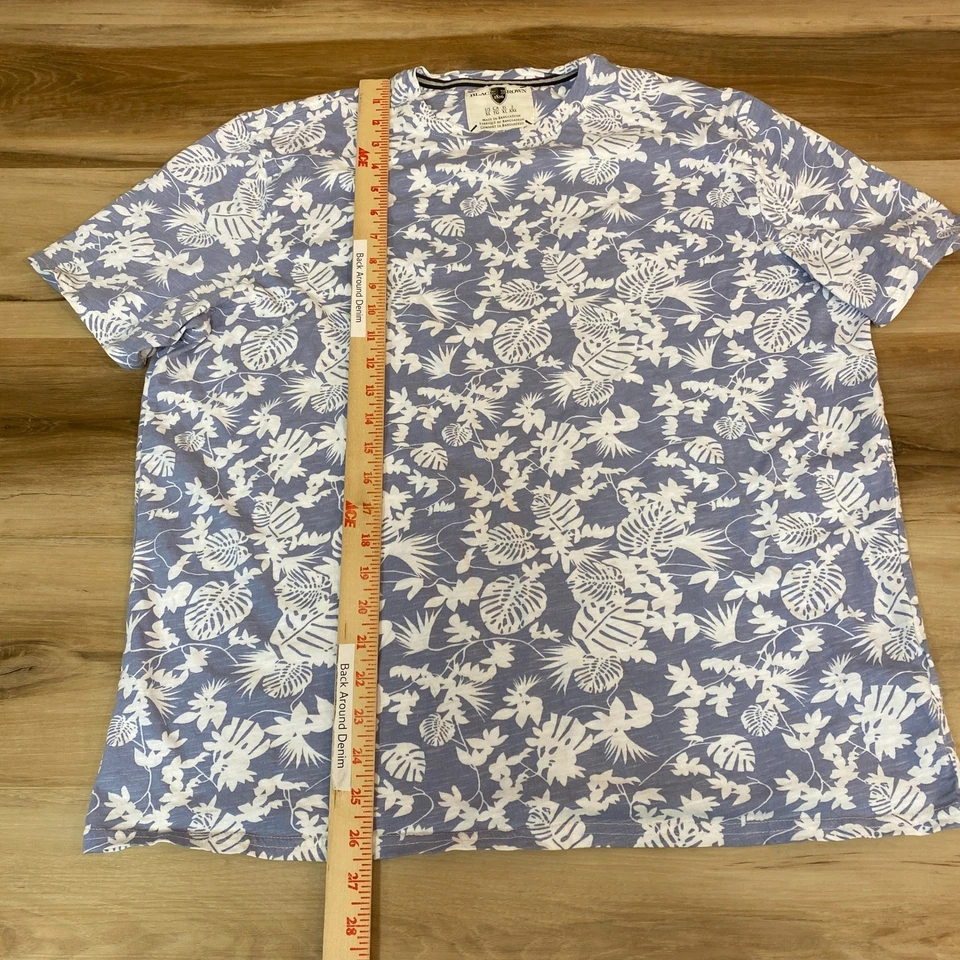 Camiseta informal negra marrón 1826 para hombre XL estampado de hojas tropicales manga corta Foto 4 de 4