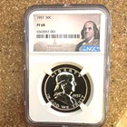 1957 Franklin Half Dollar 50C Silver 0.9 Fine NGC PF68 Proof, Phila KM#199