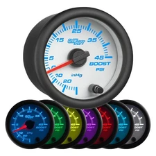 GlowShift White 7 Color 45 PSI Turbo Boost/Vacuum Gauge Kit - Includes