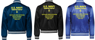 NAVY*VIETNAM WAR*SOUTH VIETNAM*1959-75*VINYL*SATIN JACKET*NAVY